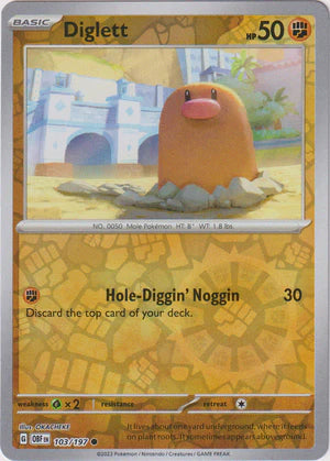 Diglett - 103/197 C - Scarlet & Violet Obsidian Flames - Pokemon TCG (Reverse Holo)