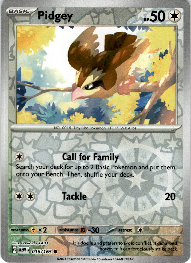 Pidgey - 016/165 C - Scarlet & Violet 151 - Pokemon TCG (Reverse Holo)