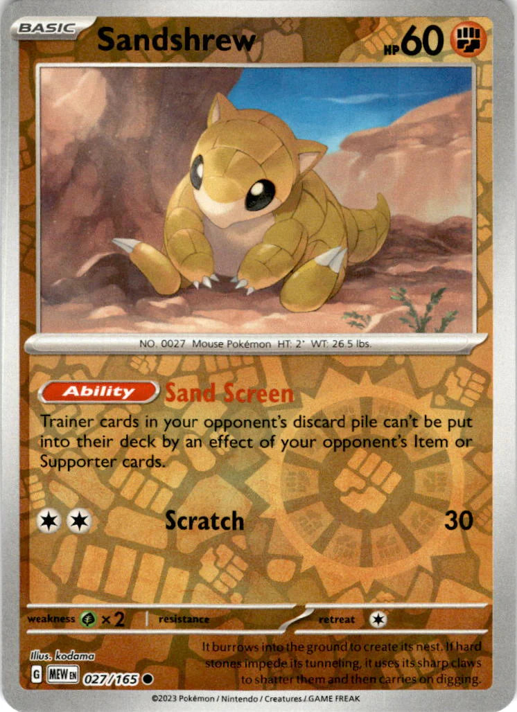 Sandshrew - 027/165 C - Scarlet & Violet 151 - Pokemon TCG (Reverse Holo)