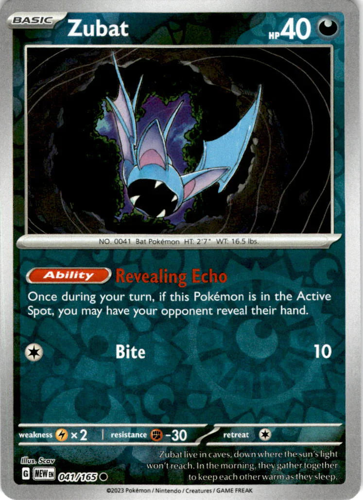 Zubat - 041/165 C - Scarlet & Violet 151 - Pokemon TCG (Reverse Holo)