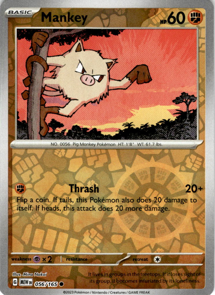 Mankey - 056/165 C - Scarlet & Violet 151 - Pokemon TCG (Reverse Holo)