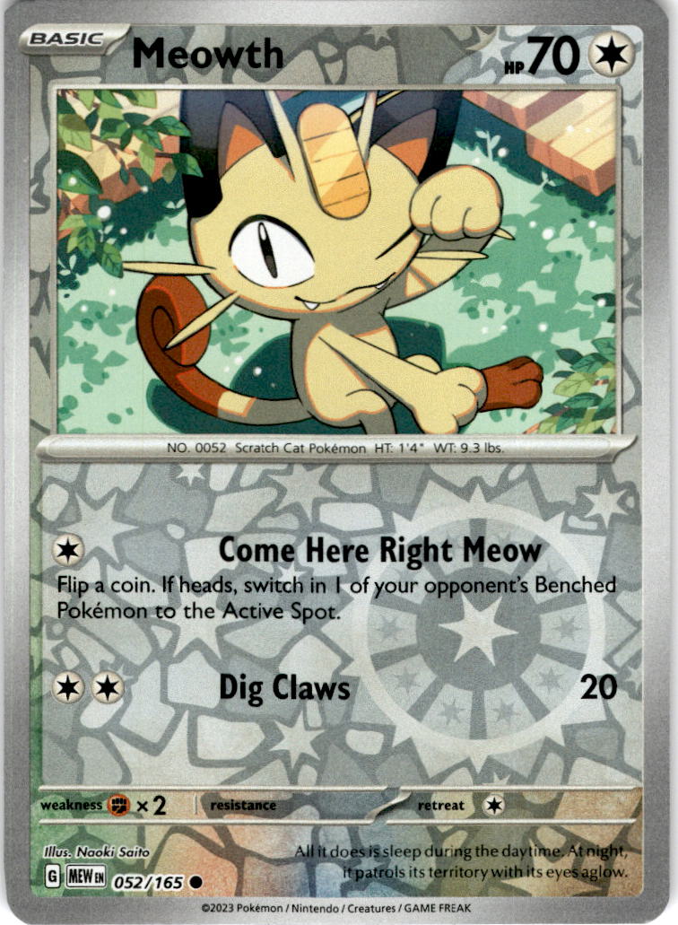 Meowth - 052/165 C - Scarlet & Violet 151 - Pokemon TCG (Reverse Holo)