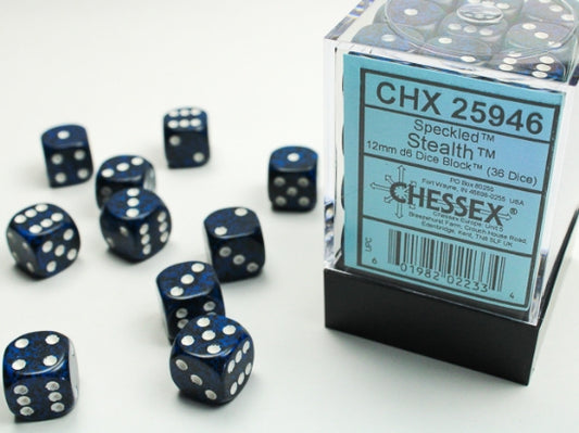 Chessex - 16mm 12 Die Set - Stealth speckled