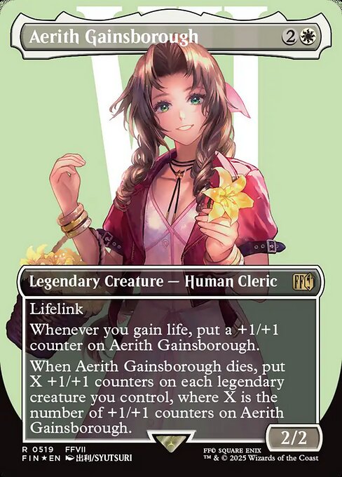Aerith Gainsborough - Final Fantasy FIN - NM - 0519 R (Borderless Surge Foil)