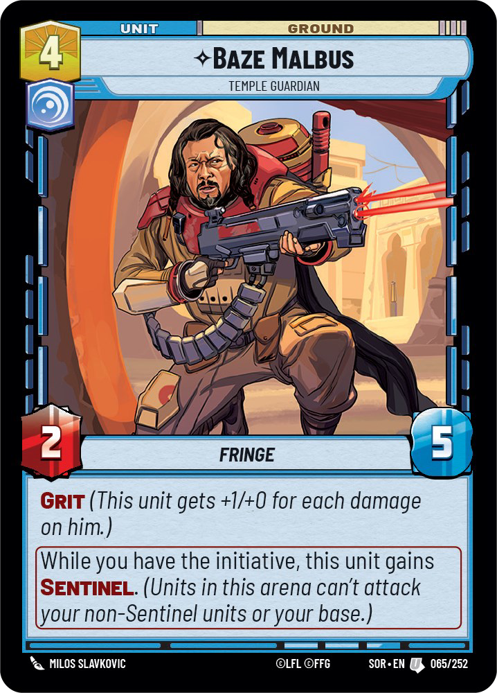 Baze Malbus - U 65/252 - Spark of Rebellion SOR - Star Wars Unlimited