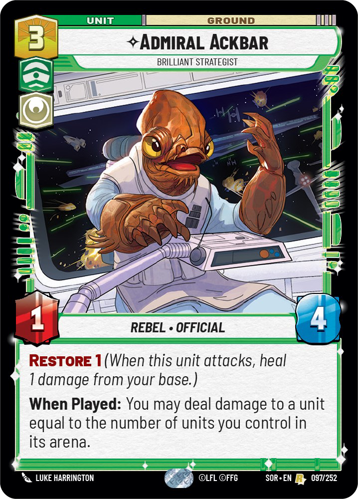 Admiral Ackbar - R 97/252 - Spark of Rebellion SOR - Star Wars Unlimited (Foil)