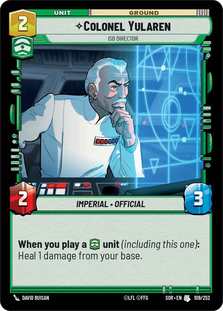 Colonel Yularen - U 109/252 - Spark of Rebellion SOR - Star Wars Unlimited