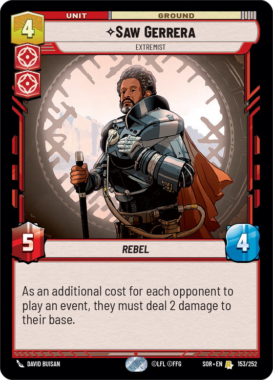 Saw Gerrera - R 153/252 - Spark of Rebellion SOR - Star Wars Unlimited (Foil)