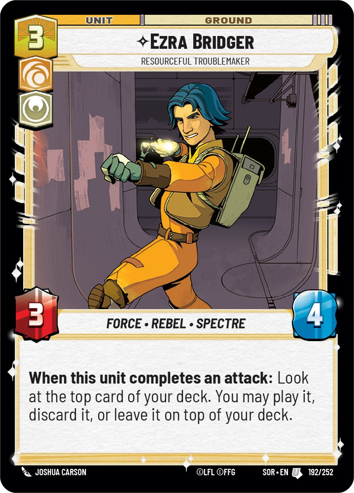 Ezra Bridger - U 192/252 - Spark of Rebellion SOR - Star Wars Unlimited