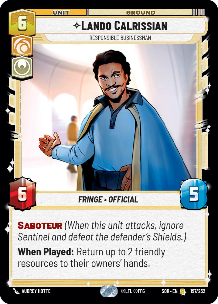 Lando Calrissian - R 197/252 - Spark of Rebellion SOR - Star Wars Unlimited