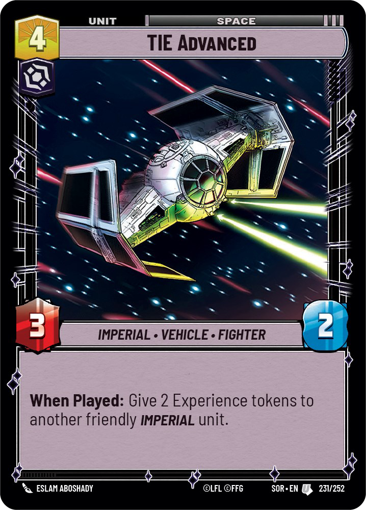 TIE Advanced - U 231/252 - Spark of Rebellion SOR - Star Wars Unlimited