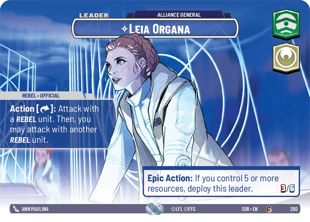 Leia Organa - C 260/252 - Spark of Rebellion SOR - Star Wars Unlimited (Showcase Foil)