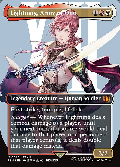 Lightning, Army of One - Final Fantasy FIN - NM - 0545 M (Borderless Surge Foil)