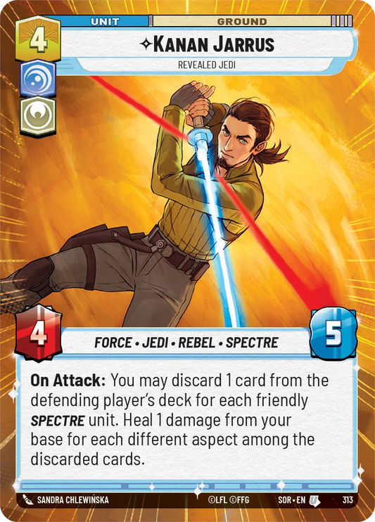 Kanan Jarrus - U 313/252 - Spark of Rebellion SOR - Star Wars Unlimited (Hyperspace)