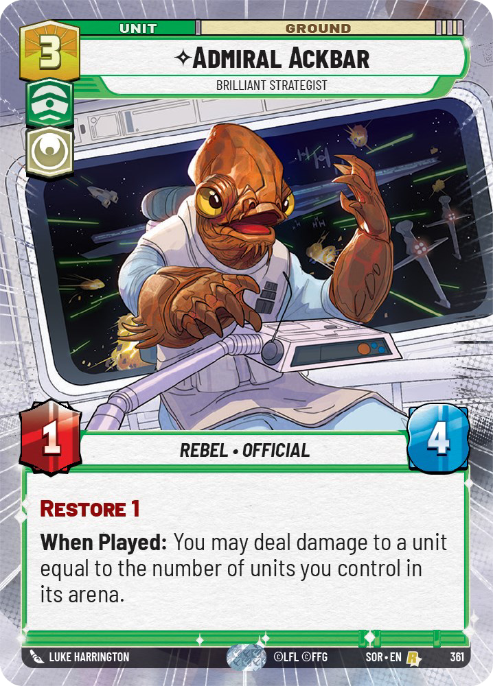 Admiral Akbar - R 361/252 - Spark of Rebellion SOR - Star Wars Unlimited (Hyperspace Foil)