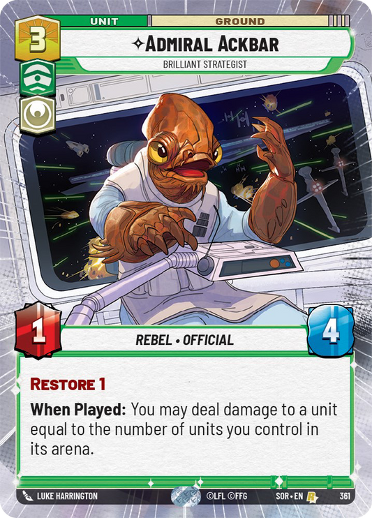 Admiral Akbar - R 361/252 - Spark of Rebellion SOR - Star Wars Unlimited (Hyperspace Foil)