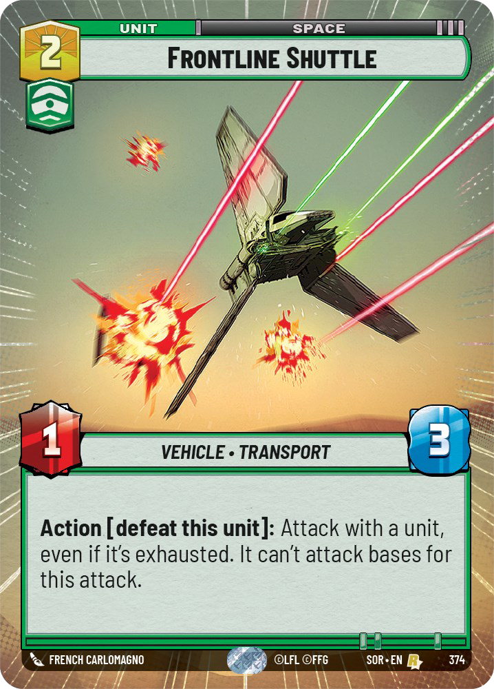 Frontline Shuttle - R 374/252 - Spark of Rebellion SOR - Star Wars Unlimited (Hyperspace Foil)