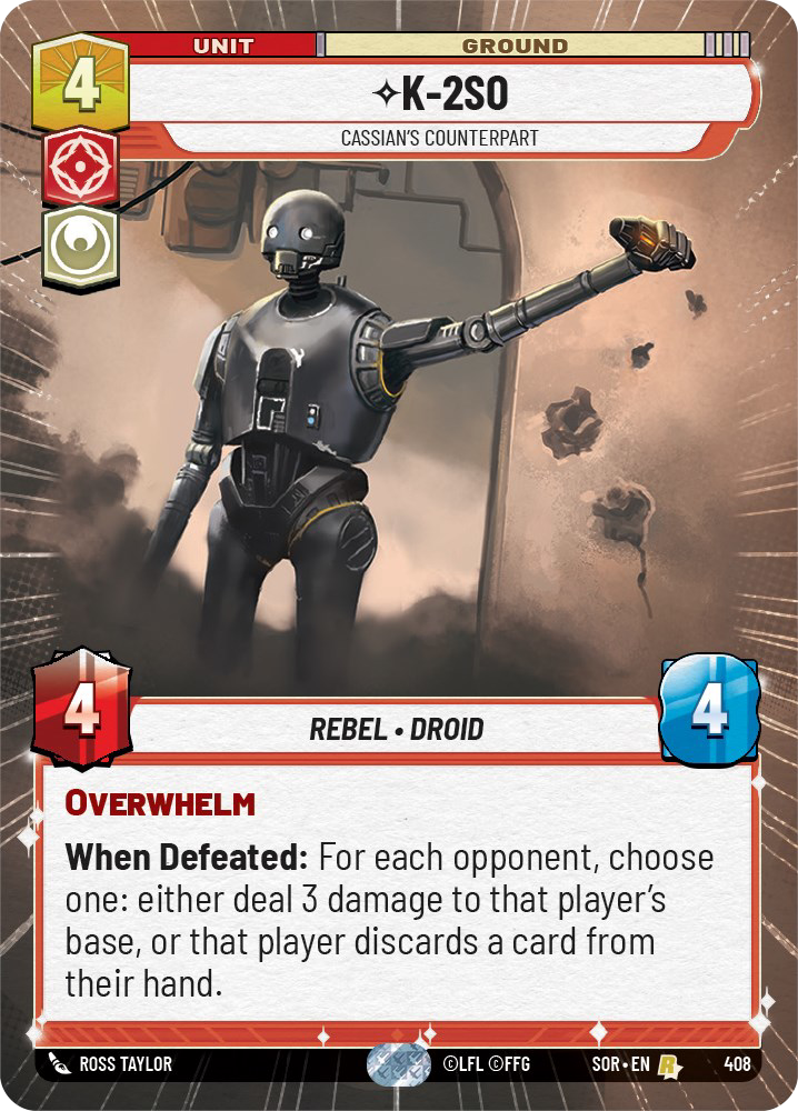 K-2S0 - R 408/252 - Spark of Rebellion SOR - Star Wars Unlimited (Hyperspace Foil)