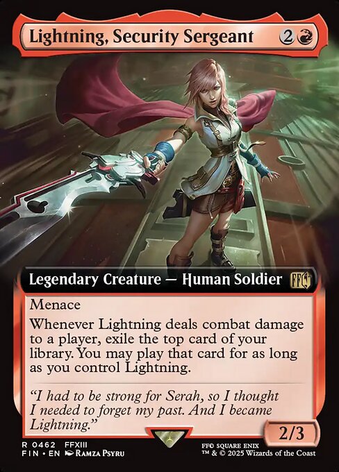 Lightning, Security Sergeant - Final Fantasy FIN - NM - 0462 R (Extended Foil)