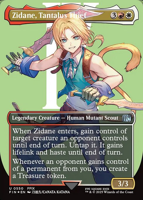 Zidane, Tantalus Thief - Final Fantasy FIN - NM - 0550 U (Borderless Surge Foil)