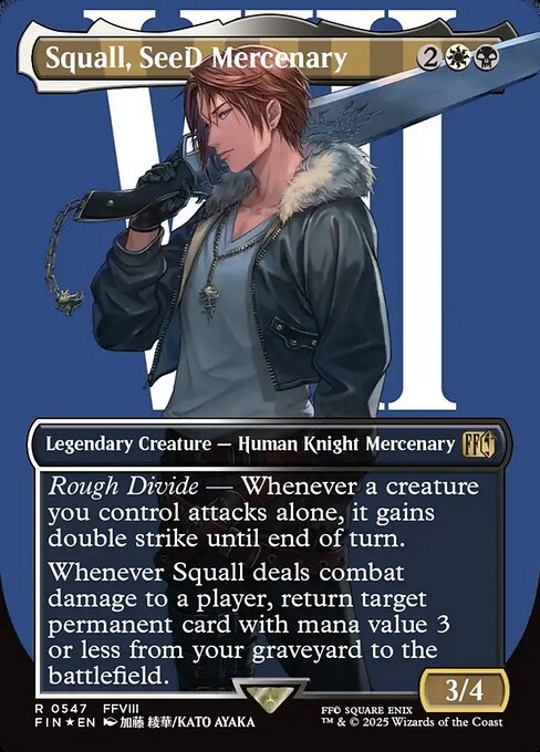 Squall, SeeD Mercenary - Final Fantasy FIN - NM - 0547 R (Borderless Surge Foil)