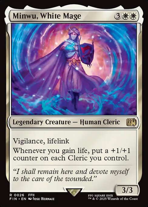 Minwu, White Mage - Final Fantasy FIN - NM - 0026 R (Foil)