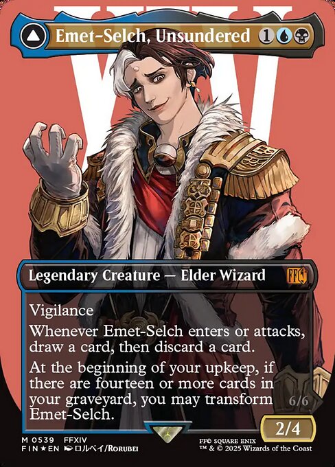 Emet-Selch, Unsundered // Hades, Sorcerer of Eld - Final Fantasy FIN - NM - 0539 M (Borderless Surge Foil)