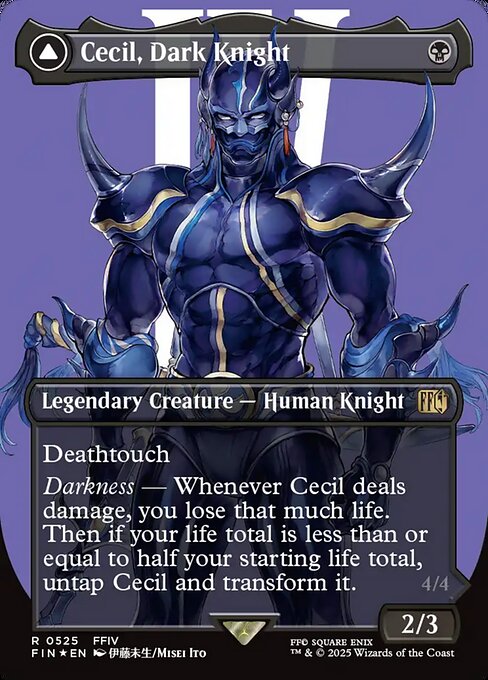 Cecil, Dark Knight // Cecil, Redeemed Paladin - Final Fantasy FIN - NM - 0525 R (Borderless Surge Foil)