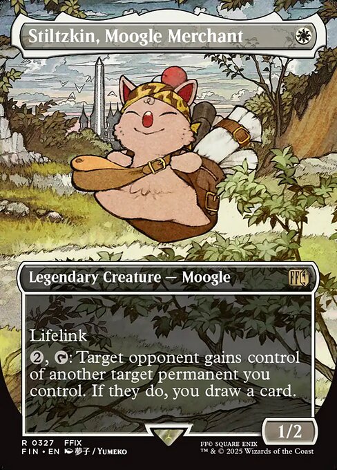 Stiltzkin, Moogle Merchant - Final Fantasy FIN - NM - 0327 R (Borderless Foil)