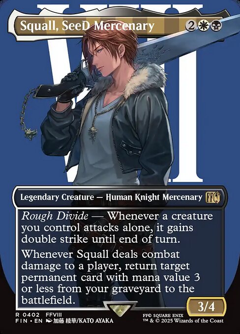 Squall, SeeD Mercenary - Final Fantasy FIN - NM - 0402 R (Borderless Foil)
