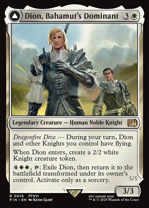 Dion, Bahamut's Dominant // Bahamut, Warden of Light - Final Fantasy FIN - NM - 0016 R (Foil)