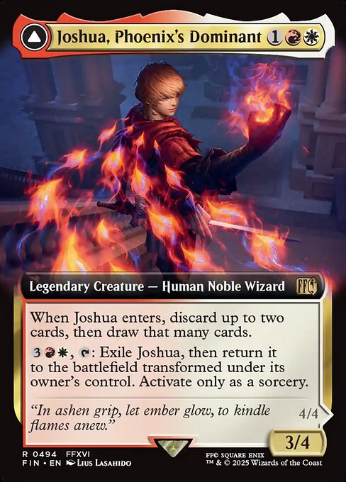 Joshua, Phoenix's Dominant // Phoenix, Warden of Fire - Final Fantasy FIN - NM - 0494 R (Extended Foil)
