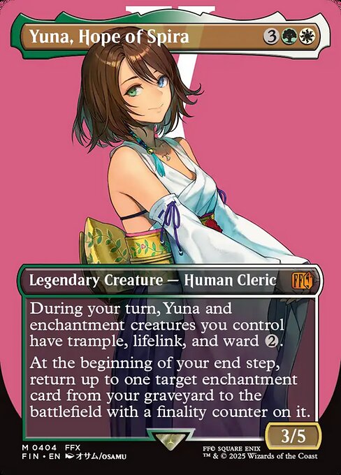 Yuna, Hope of Spira - Final Fantasy FIN - NM - 0404 M (Borderless Foil)