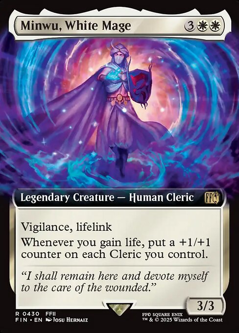 Minwu, White Mage - Final Fantasy FIN - NM - 0430 R (Extended Foil)