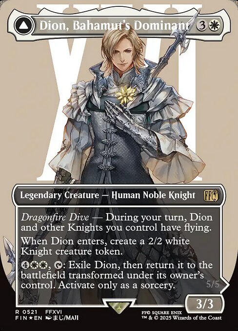 Dion, Bahamut's Dominant // Bahamut, Warden of Light - Final Fantasy FIN - NM - 0521 R (Borderless Surge Foil)