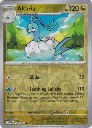 Altaria - 160/197 UC - Scarlet & Violet Obsidian Flames - Pokemon TCG (Reverse Holo)