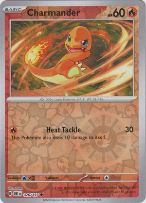 Charmander - 026/197 C - Scarlet & Violet Obsidian Flames - Pokemon TCG (Reverse Holo)