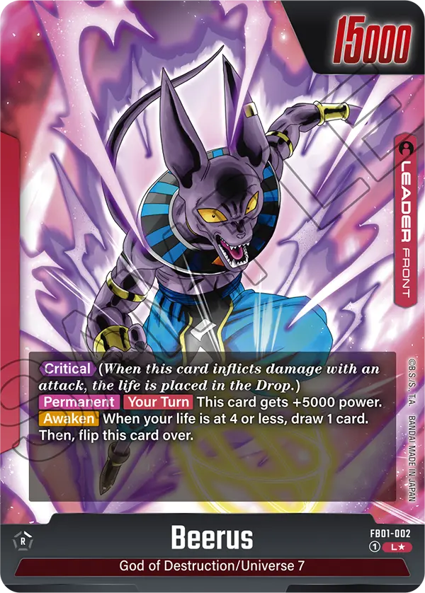 Beerus - FB01-002 L - FB01 Awakened Pulse - Fusion World (Alt Art Foil)