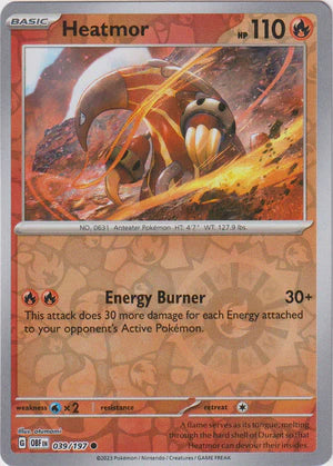 Heatmor - 039/197 C - Scarlet & Violet Obsidian Flames - Pokemon TCG (Reverse Holo)