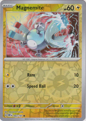 Magnemite - 063/197 C - Scarlet & Violet Obsidian Flames - Pokemon TCG (Reverse Holo)