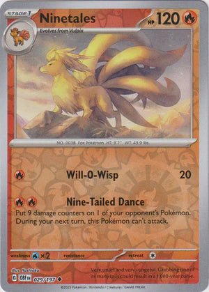 Ninetales - 029/197 UC - Scarlet & Violet Obsidian Flames - Pokemon TCG (Reverse Holo)