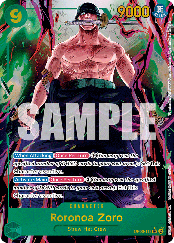 Roronoa Zoro - OP06-118 SEC - OP06 Wings of the Captain - One Piece Card Game (Alt Art Foil)