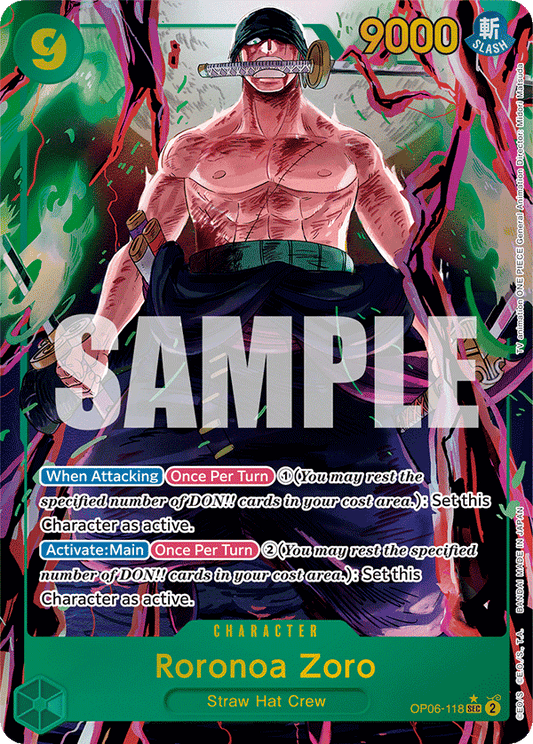 Roronoa Zoro - OP06-118 SEC - OP06 Wings of the Captain - One Piece Card Game (Alt Art Foil)