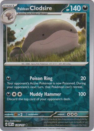 Paldean Clodsire - 128/197 UC - Scarlet & Violet Obsidian Flames - Pokemon TCG (Reverse Holo)