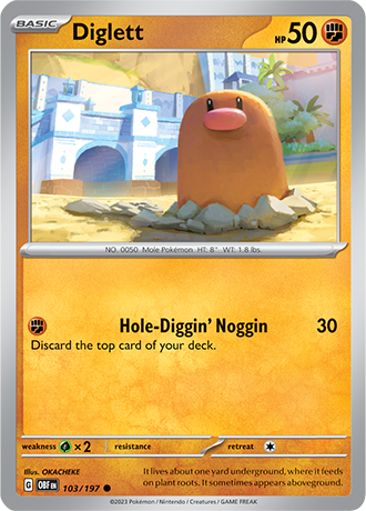 Diglett - 103/197 C - Scarlet & Violet Obsidian Flames - Pokemon TCG