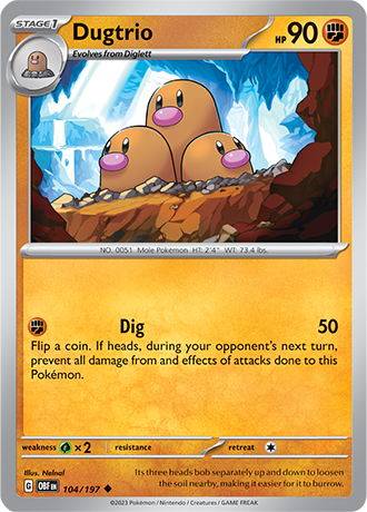 Dugtrio - 104/197 UC - Scarlet & Violet Obsidian Flames - Pokemon TCG