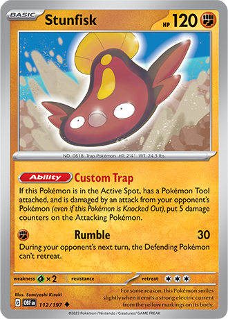 Stunfisk - 112/197 UC - Scarlet & Violet Obsidian Flames - Pokemon TCG