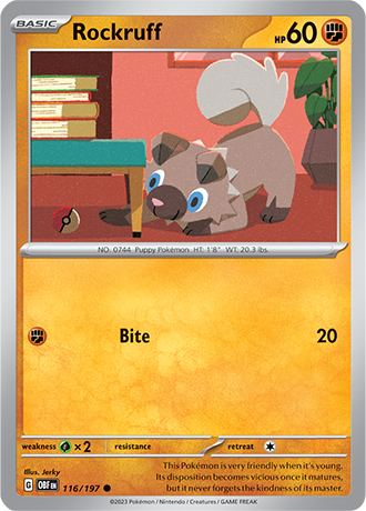 Rockruff - 116/197 C - Scarlet & Violet Obsidian Flames - Pokemon TCG