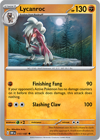 Lycanroc - 117/197 UC - Scarlet & Violet Obsidian Flames - Pokemon TCG