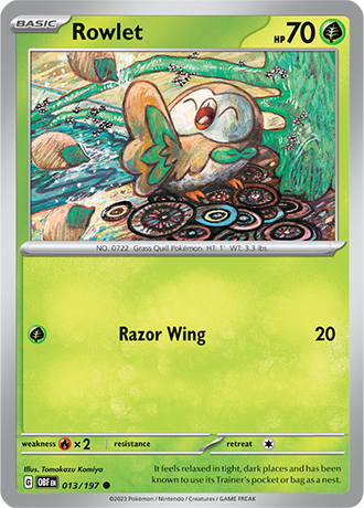 Rowlet - 013/197 C - Scarlet & Violet Obsidian Flames - Pokemon TCG